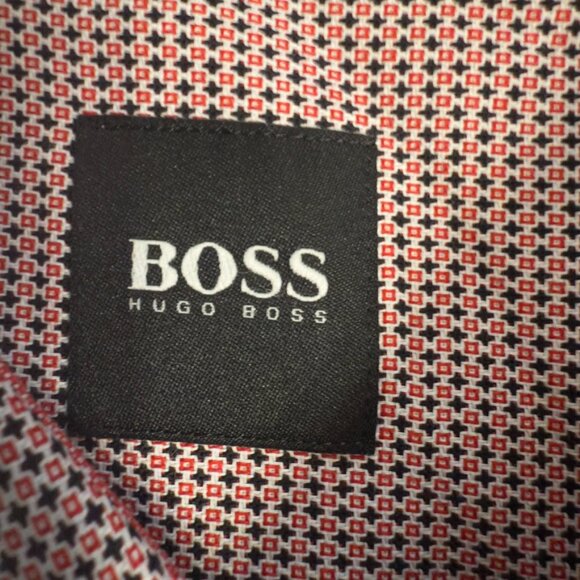 BOSS Hugo Boss Red Micro-Print Long Sleeve Shirt – Size 5XL - Picture 7 of 14